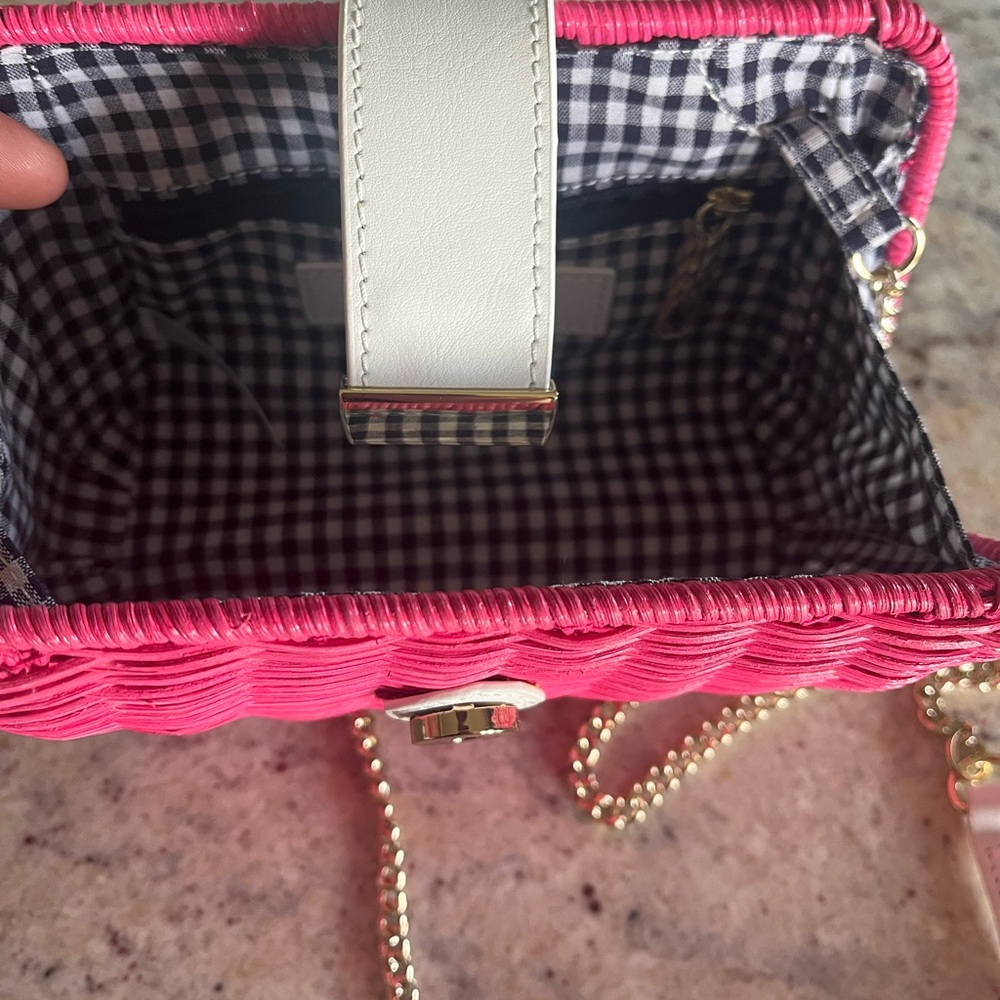 Talbots Pink Woven Crossbody Bag with Gold Chain - Picture 8 of 8